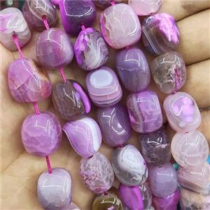 natural Agate Beads, freeform, hotpink dye, approx 14-17mm [GA2252]