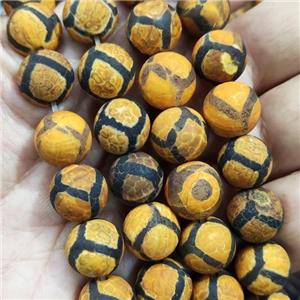 round Tibetan Agate beads, yellow, football, approx 12mm dia [GA2259-12MM]