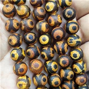 round Tibetan Agate beads, yellow, evil eye, approx 12mm dia [GA2261-12MM]