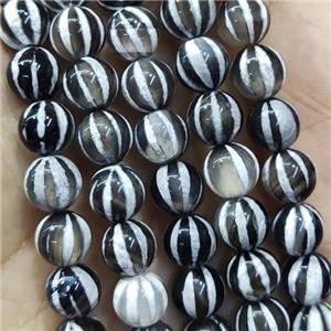 Tibetan Agate beads, round, pumpkin, approx 8mm dia [GA2262]