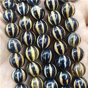 round tibetan Agate beads, yellow, pumpkin, approx 10mm dia [GA2268-10MM]