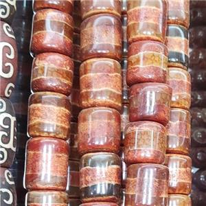 Tibetan Agate column Beads red, approx 15-18mm [GA2277]