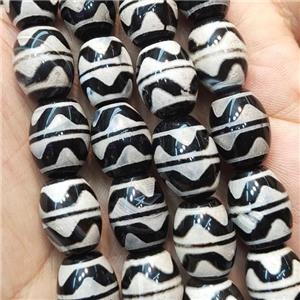 Tibetan Agate barrel Beads wave, approx 12-16mm, 20pcs per st [GA2282]