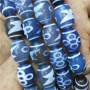 Blue Tibetan Agate Barrel Beads, approx 13-18mm, 20pcs per st [GA2285]