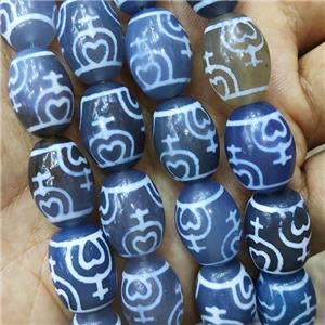 Blue Tibetan Agate Barrel Beads, approx 13-18mm, 20pcs per st [GA2286]