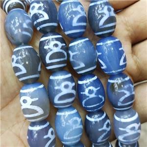 Blue Tibetan Agate Barrel Beads, approx 13-18mm, 20pcs per st [GA2288]