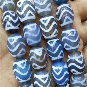 Blue Tibetan Agate Barrel Beads, approx 13-18mm, 20pcs per st [GA2289]