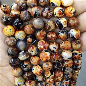 Yellow Orange Fired Agate Beads Round, approx 8mm dia [GA2291-8MM]