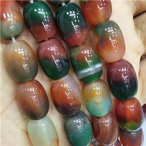 Natural Agate Barrel Beads Color Treated AB-Grade, approx 13-18mm, 22pcs per st [GA2332]