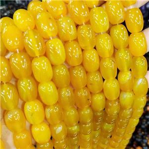 Natural Agate Barrel Beads Yellow Dye AB-Grade, approx 13-18mm, 22pcs per st [GA2336]