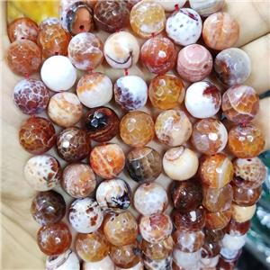 Red Fire Agate Beads Faceted Round B-Grade, approx 14mm dia [GA2340]