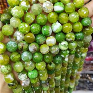 Olive Fire Agate Beads Faceted Round B-Grade, approx 14mm dia [GA2341]