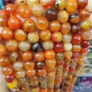 Natural Agate Beads Faceted Round Orange Dye B-Grade, approx 14mm dia [GA2343]