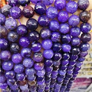 Natural Agate Beads Faceted Round Purple Dye B-Grade, approx 14mm dia [GA2344]