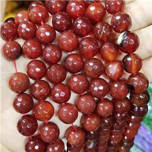 Natural Agate Beads Faceted Round Red Dye B-Grade, approx 14mm dia [GA2347]