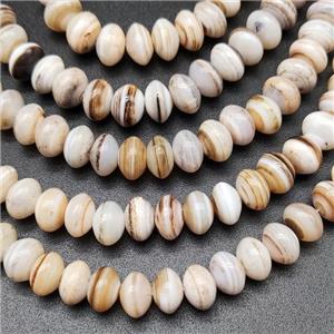 White Striped Agate Beads Smooth Rondelle Natural Color, approx 6x8mm [GA2350]