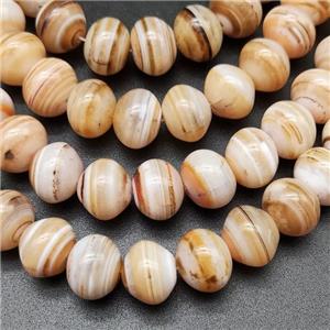 Brown Striped Agate Beads Smooth Rondelle Natural Color, approx 10x12mm [GA2353]