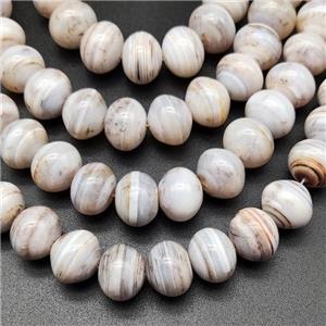 White Striped Agate Beads Smooth Rondelle Natural Color, approx 10x12mm [GA2354]