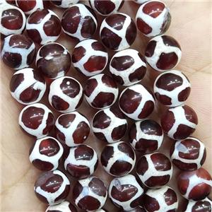 Tibetan Agate Beads Smooth Round Red Football, approx 10mm dia [GA2361]