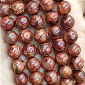 Red Tibetan Agate Round Beads Eye Smooth, approx 10mm dia [GA2364]