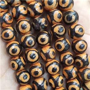 Orange Fire Tibetan Agate Round Beads Evil Eye Smooth, approx 10mm dia [GA2370]