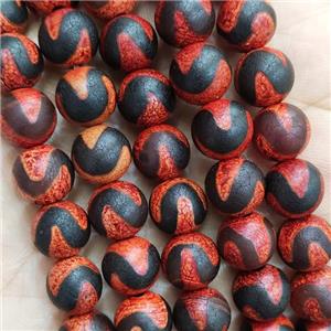 Red Fire Tibetan Agate Round Beads Red, approx 10mm dia [GA2371]