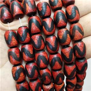 Red Fire Tibetan Agate Barrel Beads, approx 12x16mm [GA2375]
