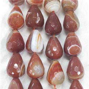 Natural Red Carnelian Teardrop Beads Faceted, approx 15-20mm [GA2402]