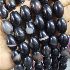 Black Agate Barrel Beads Smooth, approx 13-18mm [GA2414]