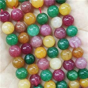 Quartzite Jade Beads Smooth Round Mixed Color, approx 8mm dia [GA2421-8MM]