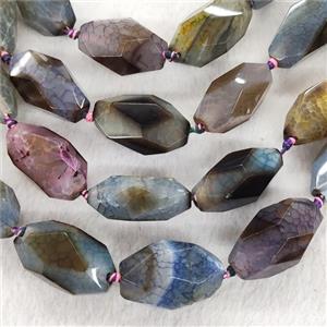 Agate Barrel Beads Faceted Dye, approx 16-30mm [GA2423]