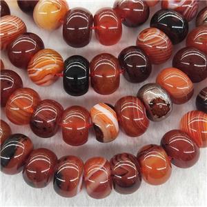 Red Striped Agate Rondelle Beads Smooth, approx 13mm [GA2427]