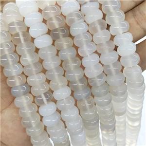 Natural White Agate Rondelle Beads Smooth, approx 6x12mm [GA2430]