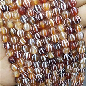Red Tibetan Agate Beads Round Smooth Watermelon, approx 6mm dia [GA2459-6MM]