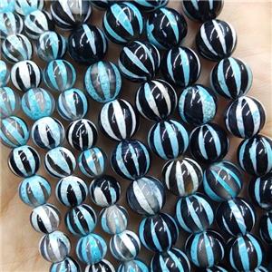 Tibetan Agate Beads Round Smooth Watermelon Blue, approx 6mm dia [GA2462-6MM]