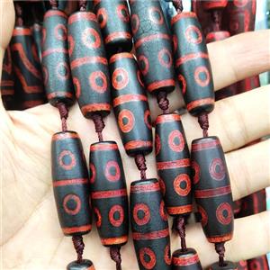 Tibetan Agate Rice Beads Black Red Evil Eye, approx 14-40mm [GA2466]