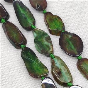 Natural Agate Slice Beads Green Dye, approx 15-42mm [GA2478]
