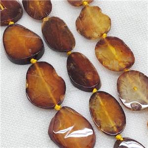 Natural Agate Slice Beads Orange Dye, approx 15-42mm [GA2480]