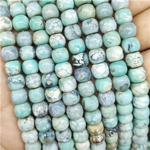 Natural Agate Rondelle Beads Smooth Turq Green Dye, approx 8-10mm [GA2482]