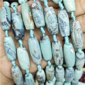 Natural Agate Rice Beads Smooth Turq Blue Dye, approx 13-30mm, 10pcs per st [GA2486]