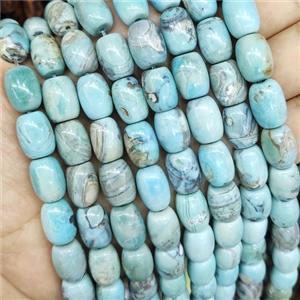 Natural Agate Barrel Beads Smooth Turq Blue Dye, approx 10-14mm [GA2487]