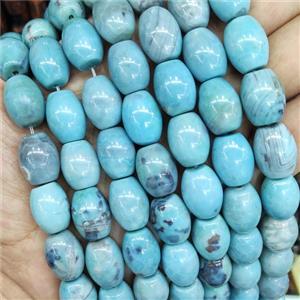 Natural Agate Barrel Beads Smooth Turq Blue Dye, approx 12-16mm [GA2488]