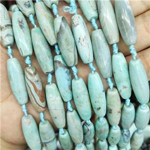 Natural Agate Rice Beads Smooth Turq Green Dye, approx 10-30mm, 10pcs per st [GA2489]