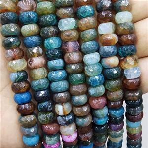 Natural Agate Rondelle Beads Dye Faceted Multicolor, approx 5x8mm [GA2527]
