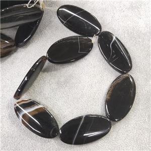 Natural Agate Oval Beads Black, approx 25-50mm [GA2529]