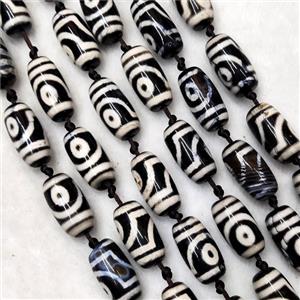Tibetan DZi Agate Beads Barrel Eye Smooth, approx 10-20mm, 18pcs per st [GA2548]