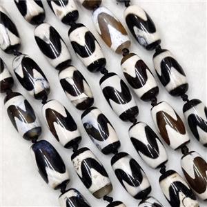Tibetan DZi Agate Beads Barrel Wave, approx 10-20mm, 18pcs per st [GA2550]