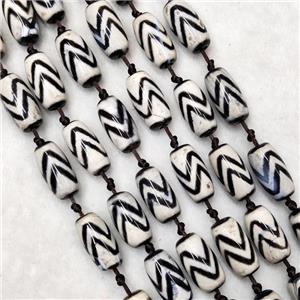 Tibetan DZi Agate Beads Barrel Wave, approx 10-20mm, 18pcs per st [GA2551]