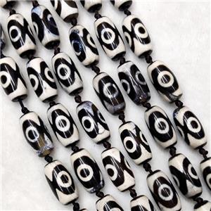 Tibetan DZi Agate Beads Barrel Evil Eye Smooth, approx 10-20mm, 18pcs per st [GA2553]