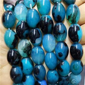 Natural Agate Barrel Beads Blue Dye, approx 13-18mm [GA2571]